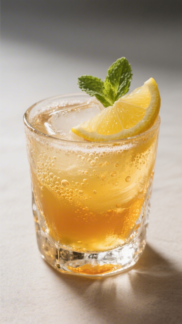 Final presentation: Restaurant-quality hero shot of the Anti-Inflammatory Drink poured into a frosty