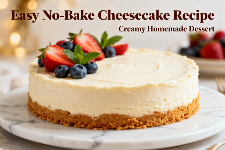 Easy No-Bake Cheesecake Recipe (Creamy Homemade Dessert) – Simple and Satisfying